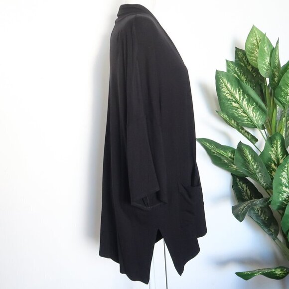 Eileen Fisher Black Viscose Drapey Open Front Cardigan Size Medium M - Picture 5 of 9
